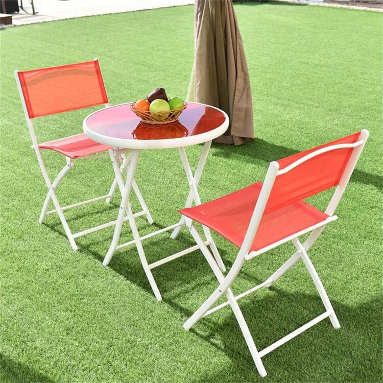 Cubilan Red 3-Piece Metal Outdoor Lounge Chair Without Sunshade Without Cushion