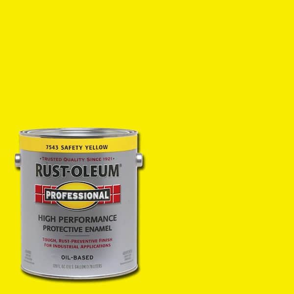 Rust Oleum Professional 1 Gal High Performance Protective Enamel Gloss Safety Yellow Oil Based Interior Exterior Paint 7543402 - Rustoleum Oil Based Paint Gallon Colors