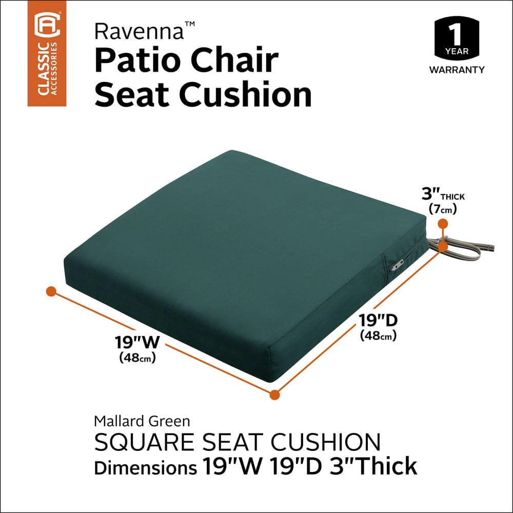 Mallard Green Water-Resistant Patio Seat Cushion