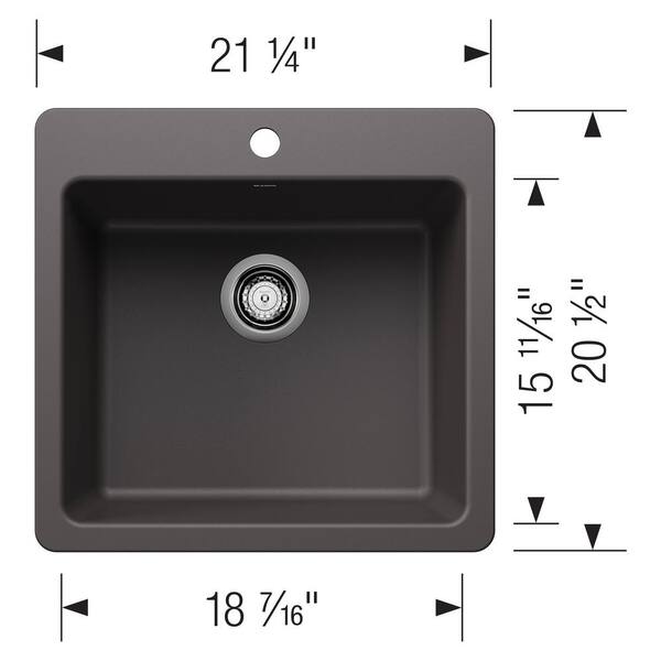Blanco Liven SILGRANIT 21.25 in. Drop-In/Undermount Single Blanco Liven SILGRANIT 21.25 in. Drop-In/Undermount Single