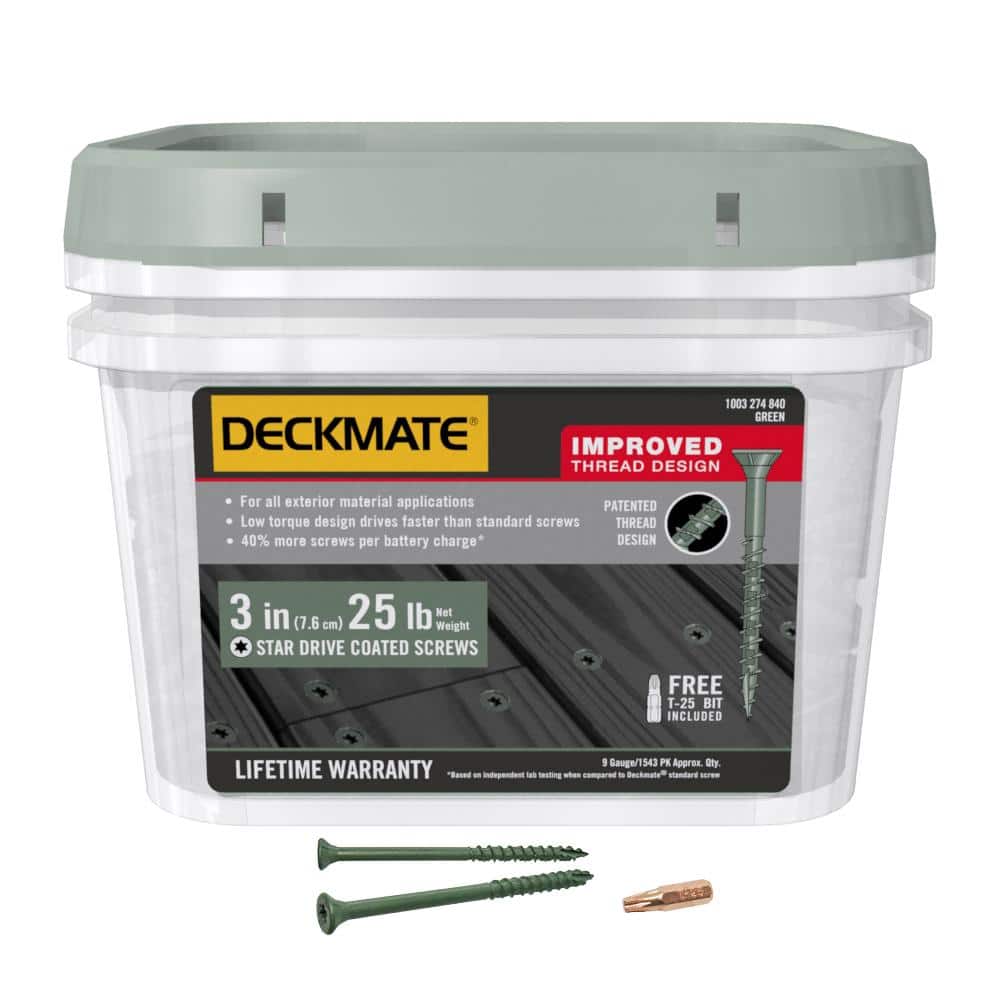 "#9 x 3 in. Green Exterior Self-Starting Torx Flat-Head Wood Deck Screws (25 lb./1543-Piece)" price history on PriceWatchPro