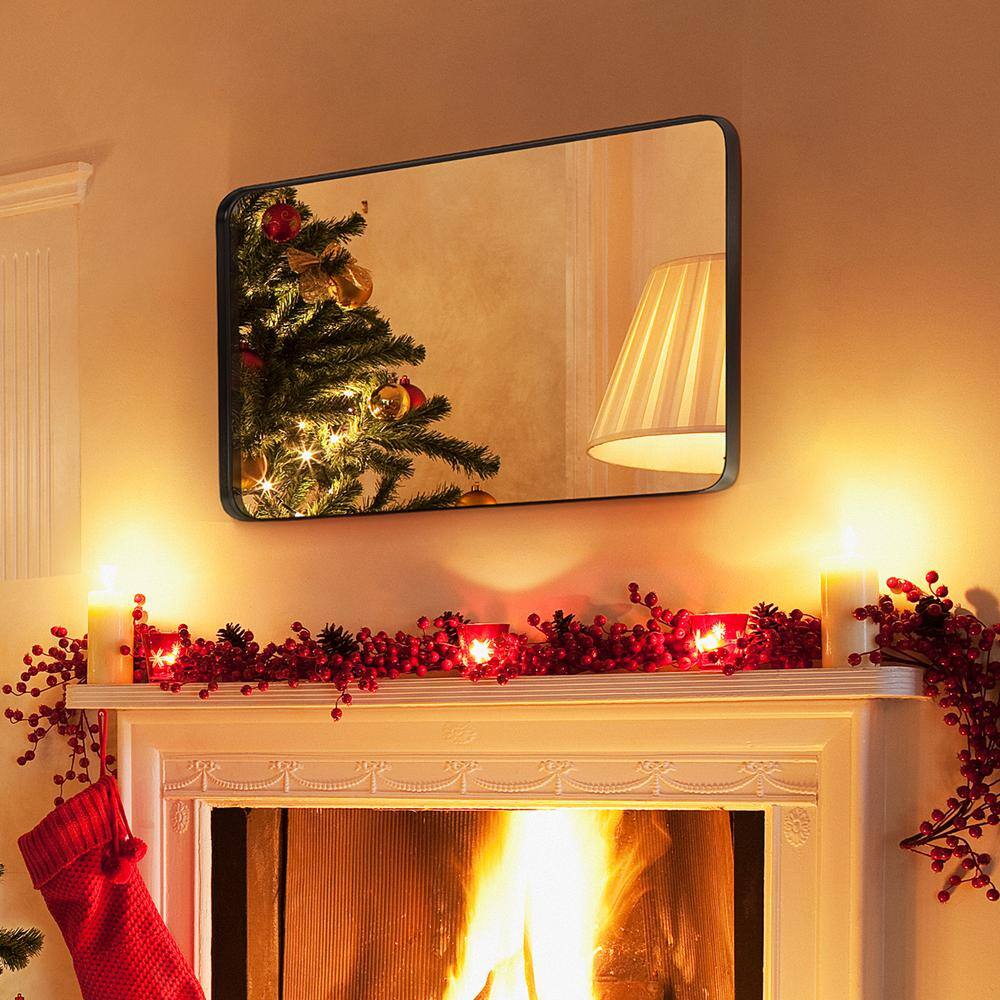 FIRNEWST Modern 36 in. W x 24 in. H Rectangle Black Framed Bathroom