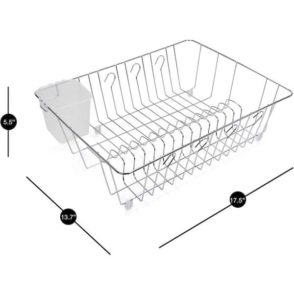 Smart Design Dish Drainer Rack - Large Chrome - 17.5 x 5.5 Inch 8117298 -  The Home Depot