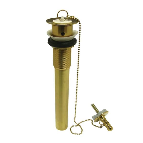 Kingston Brass Vintage 20-Gauge Chain and Plug Bathroom Sink Drain in Polished Brass with Overflow