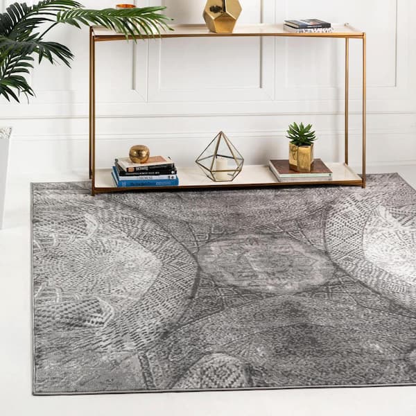 Sofia Albert Dark Gray 6' 0 x 6' 0 Square Rug