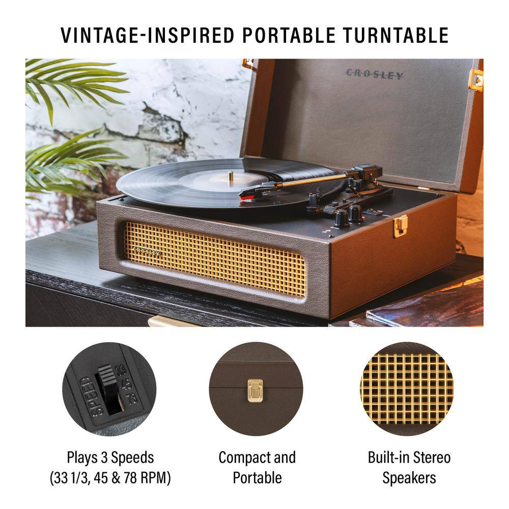 Cocoa Brown Vintage Portable Record Player with Bluetooth