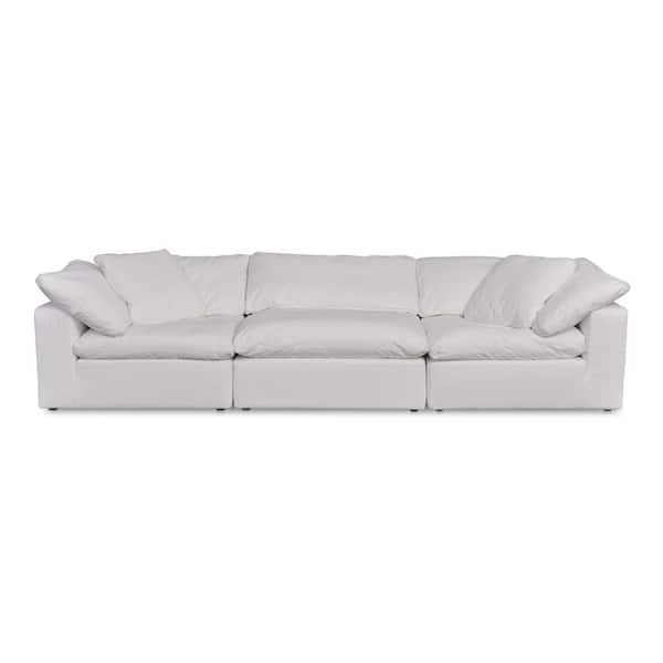 NADAAL STUDIOS Jeremy 114 in. 3-Piece Performance Fabric Modular Sectional Sofa in White, Stain-Resistant Polyester Upholstery
