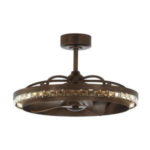 29 in. Brown Integrated LED Crystal Caged Ceiling Fan with Light and Remote Control Included