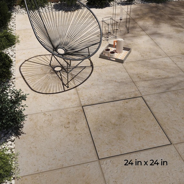 Corso Italia Pietra Jerusalem Beige 24 in. x 24 in. x 0.75 in. Stone Look Porcelain Paver