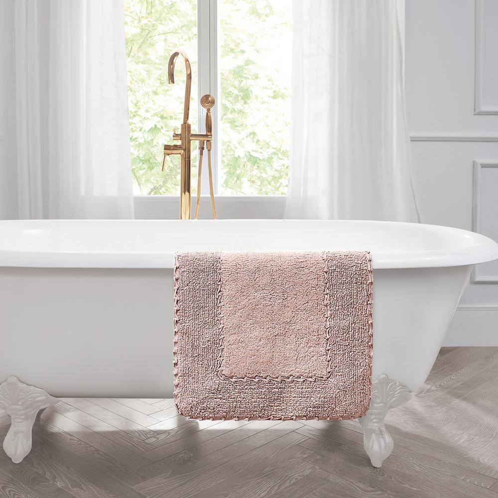 Blush Cotton Ruffle Border Bath Rug Set, 20" x 32"
