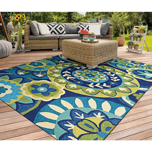 Covington Rip Tide Ocean-Green 2 ft. x 4 ft. Indoor/Outdoor Area Rug