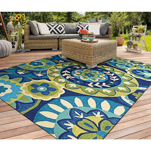 Covington Rip Tide Ocean-Green 6 ft. x 8 ft. Indoor/Outdoor Area Rug