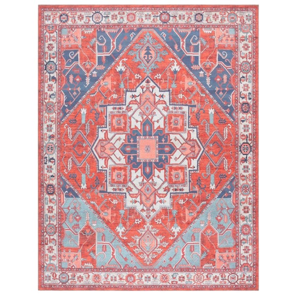 Serapi 8 ft. x 10 ft. Rust/Blue Tribal Serapi Medallion Area Rug