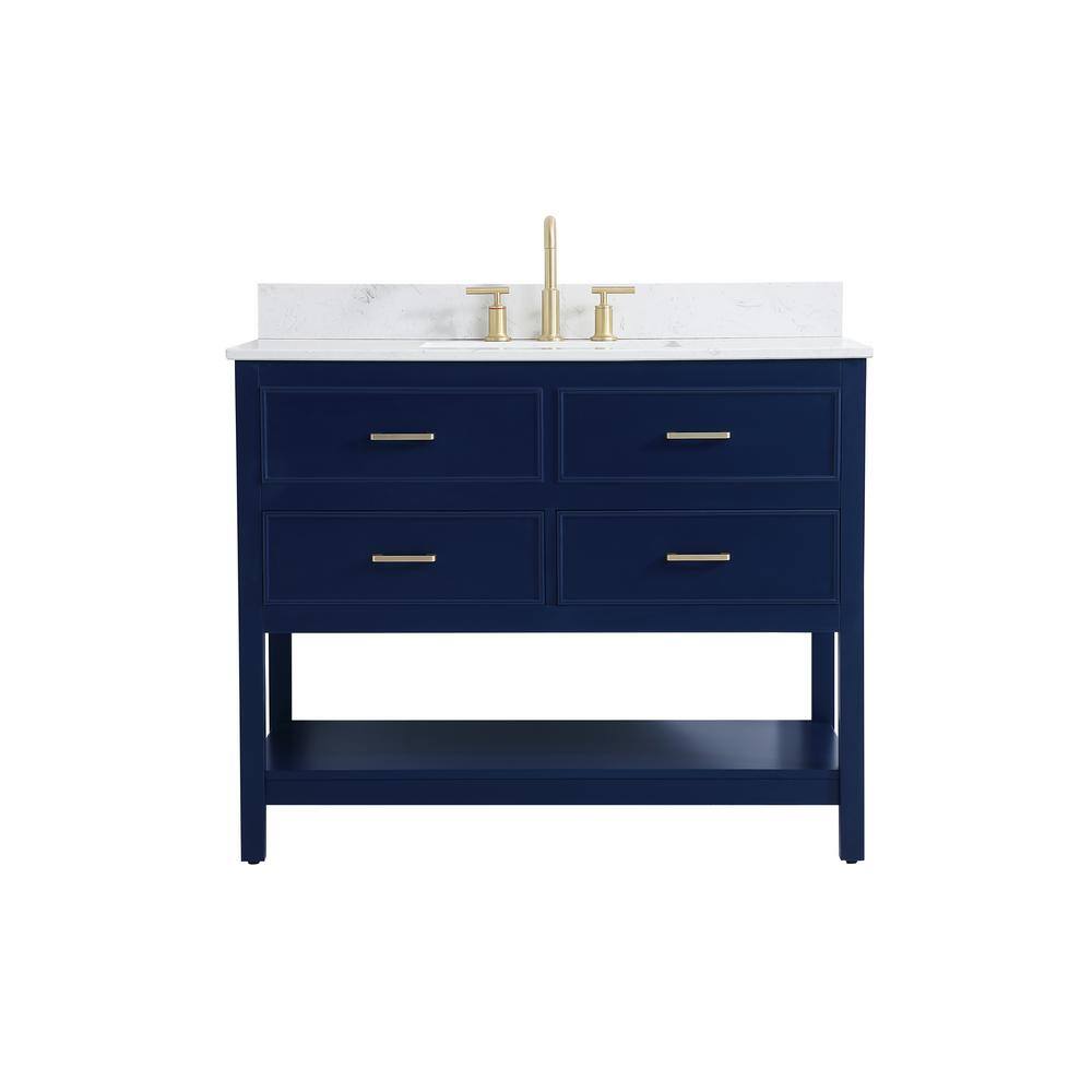 Simply Living 42 in. W x 22 in. D x 34 in. H Bath Vanity in Blue with Calac