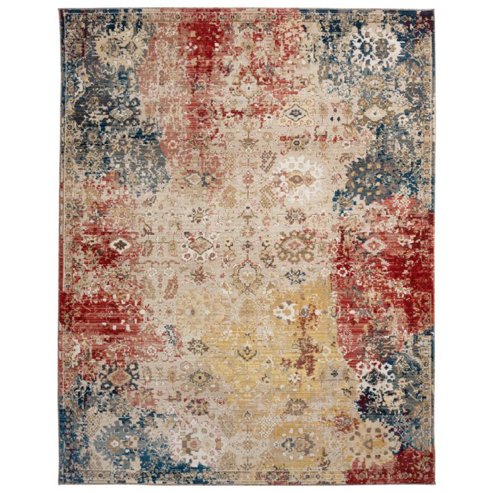 KALATY Vintage Multi-Colored 7 ft. 9 in. x 9 ft. 9 in. Area Rug TY-680 ...