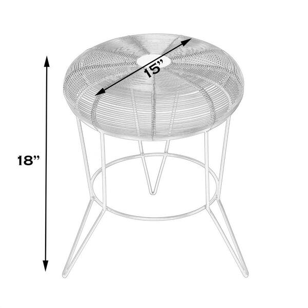 HomeRoots Valerie 15 in. White Round Metal End Table 2000488934 The