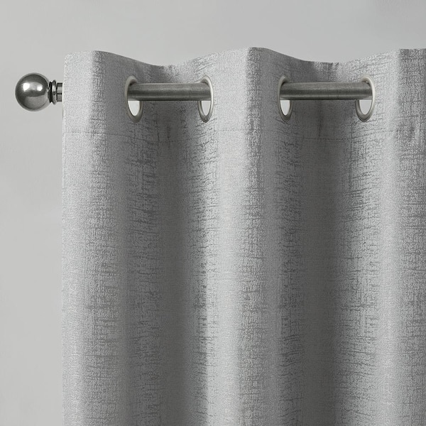 Paloma Grey 38 in. W x 84 in. L Grommet 100% Blackout Curtain (Single Panel)