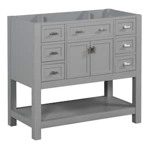 35.2 in. W x 17.7 in. D x 33.1 in. H Freestanding Bath Vanity Cabinet without Top in Grey