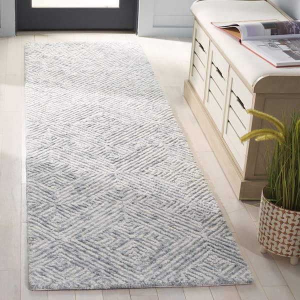 Trace 2 ft. x 8 ft. Gray Distressed Geometric Runner Rug
