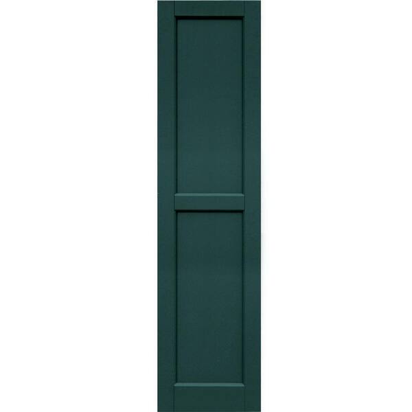 Winworks Wood Composite 15 in. x 60 in. Contemporary Flat Panel Shutters Pair #633 Forest Green