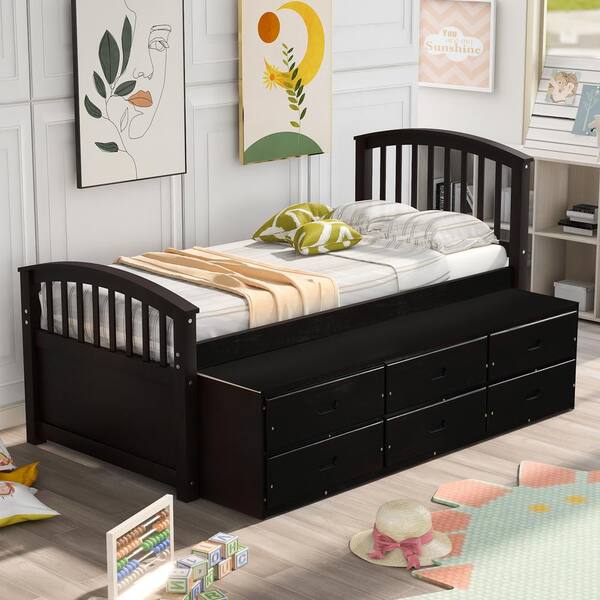 Black twin bed on sale with drawers