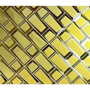 Reflections Frosted Gold 12 in. x 12 in. Beveled Brick Mosaic Glass Mirror Decorative Wall Tile (10.76 sq. ft./Case)