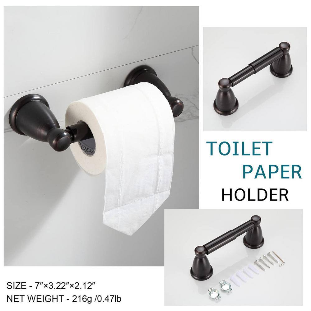 Dark Oil Rubbed Bronze 4-Piece Bathroom Hardware Set with 24" Towel Bar