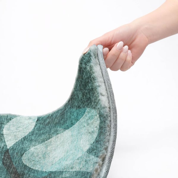 Dream Shag Premium Machine Washable Abstract ADS536 Teal 8 ft. x 10 ft. Area Rug