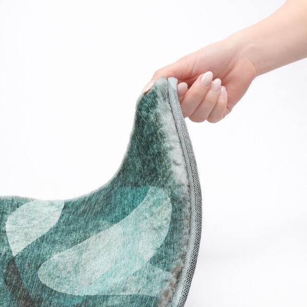 Dream Shag Premium Machine Washable Abstract ADS536 Teal 9 ft. x 12 ft. Area Rug
