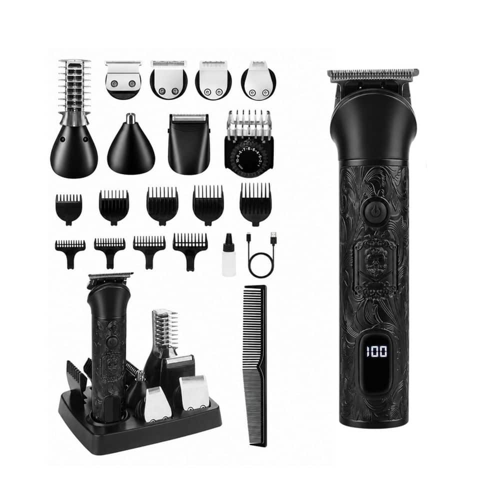 Numhew 7 in 1 Black Beard Grooming Kit, Shaving Set, Cordless Hair