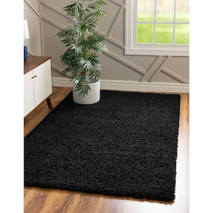 Solid Shag Jet Black 8 ft. x 10 ft. Area Rug