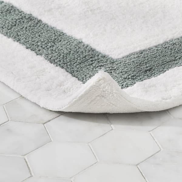 Cotton Machine Washable Textured Border Bath Mat