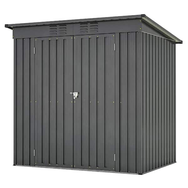 6 ft. W x 4 ft D Metal Storage Shed, The Backyard Tool Storage Can Be Used in All Seasons, Black (20 sq. ft. )