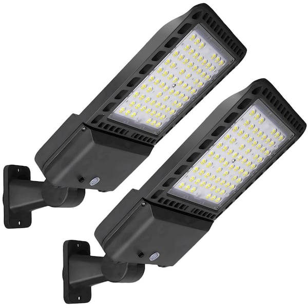 1500-Watt Equivalent Integrated LED Parking Lot Light 39000 Lumens 150° Bronze Dusk to Dawn Floodlight Arm Mount 2-Pack