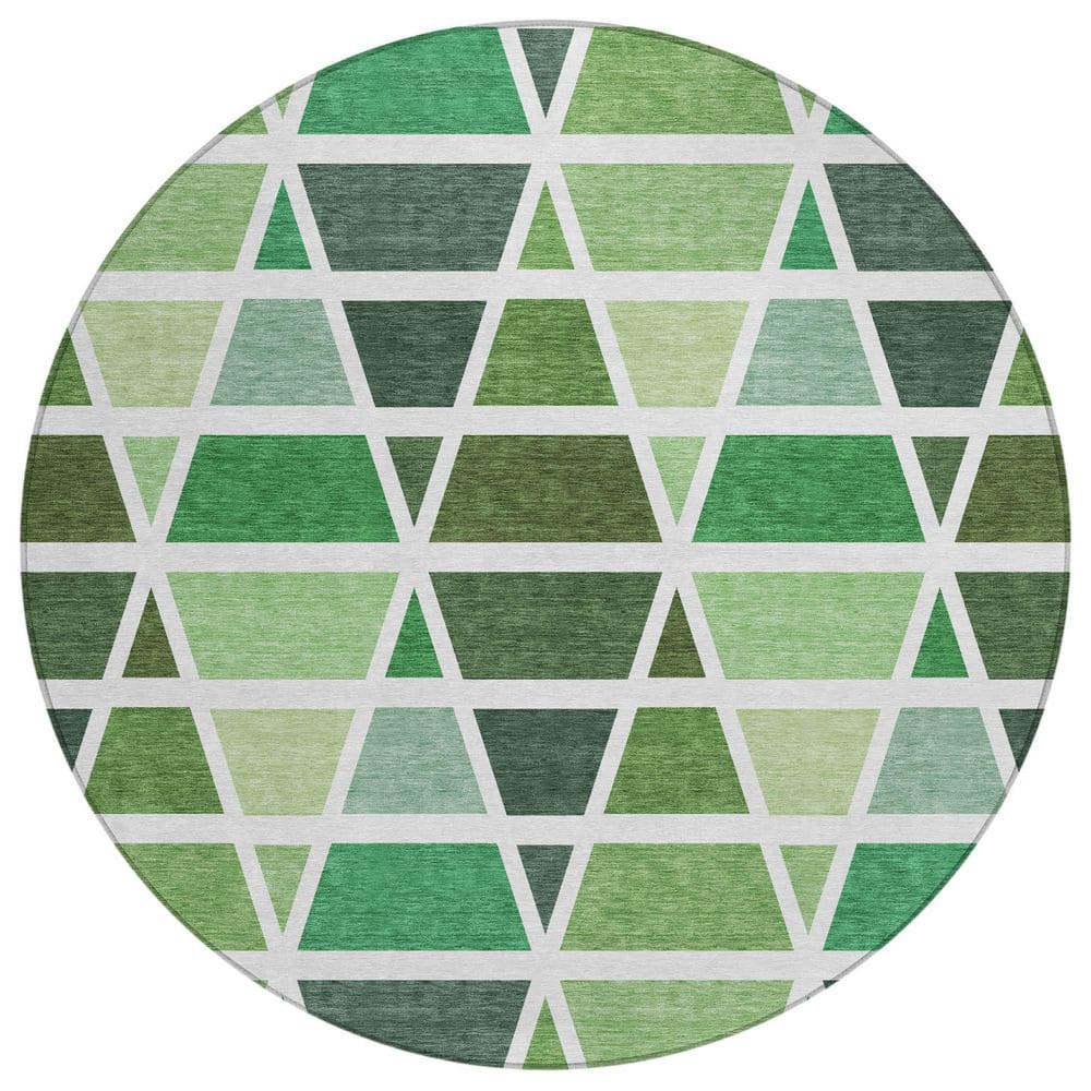 Chantille Machine Washable Indoor/Outdoor Abstract ACN2732 Green 8 ft. x 8 ft. Round Rug price history on PriceWatchPro