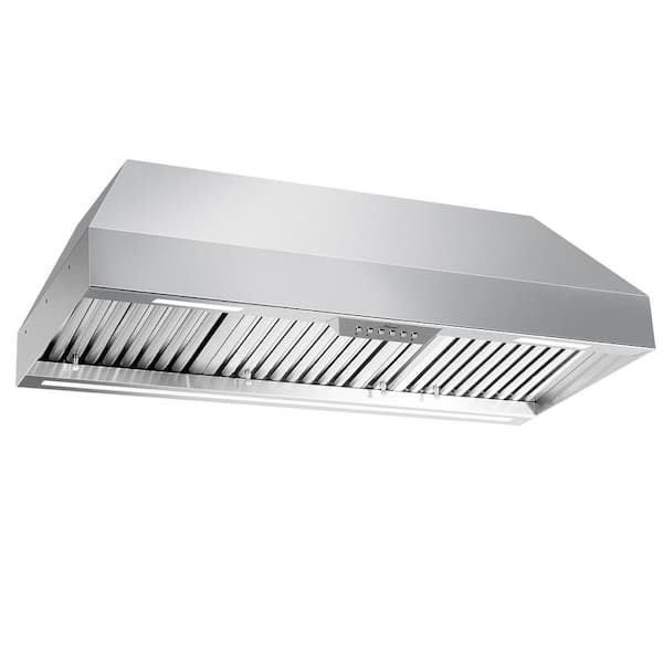 Akicon 42 in. 1200 CFM Ducted Stainless Steel Range Hood Insert with 4-Speed, 3 CCT LED Light and Heat Sensor Auto Speed
