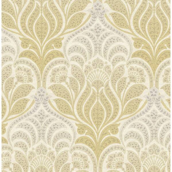 Kenneth James Twill Yellow Damask Yellow Wallpaper Sample