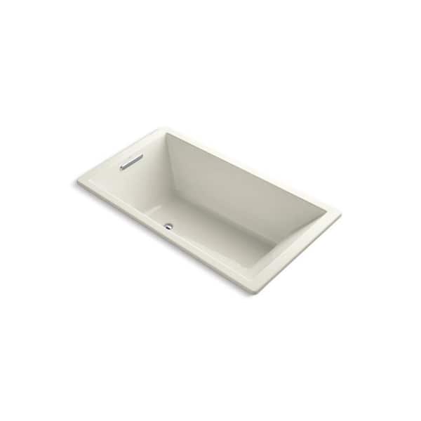 Underscore 66 in. x 36 in. Rectangular Soaking Bathtub with Reversible Drain in Biscuit