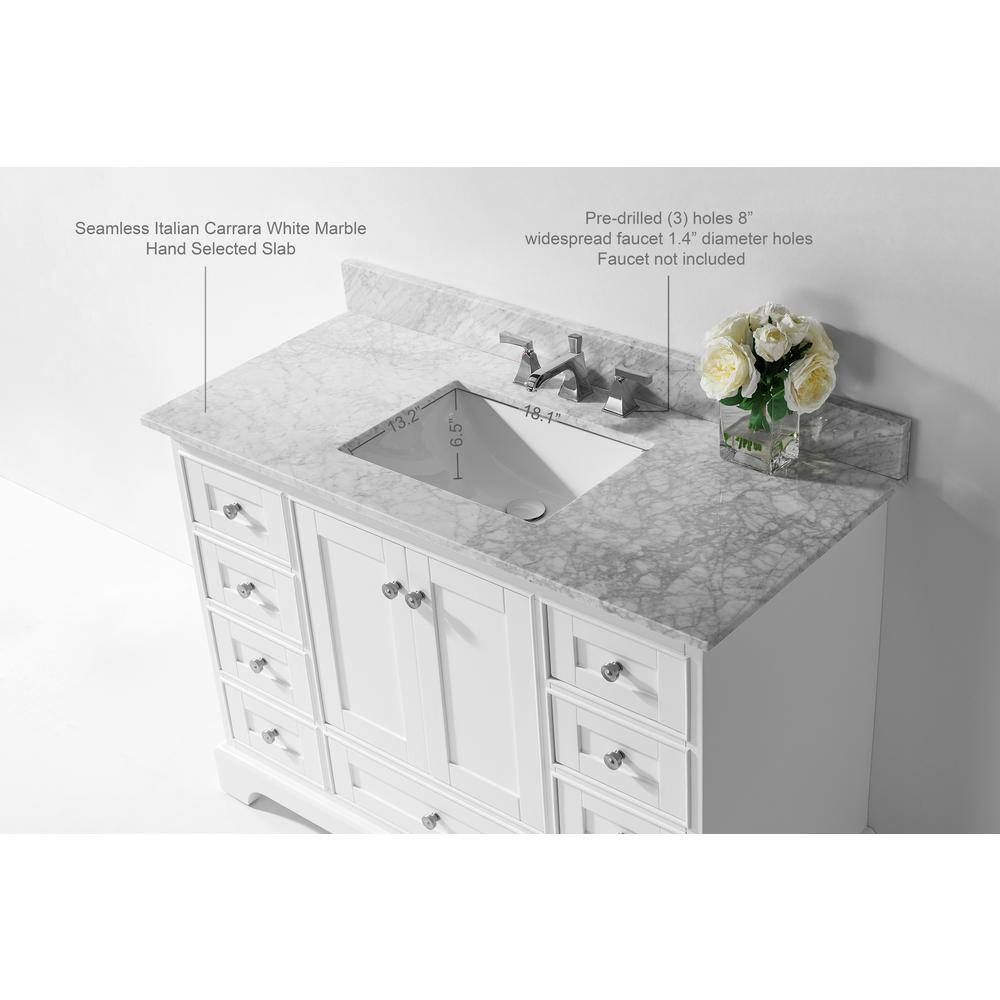 Audrey 48'' White Marble Top Single Sink Vanity