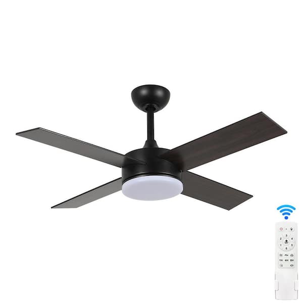 42 in. Black Indoor Ceiling Fan with Light Remote Control, Quiet DC Motor 4-Blade Ceiling Fans 6-Speed Levels