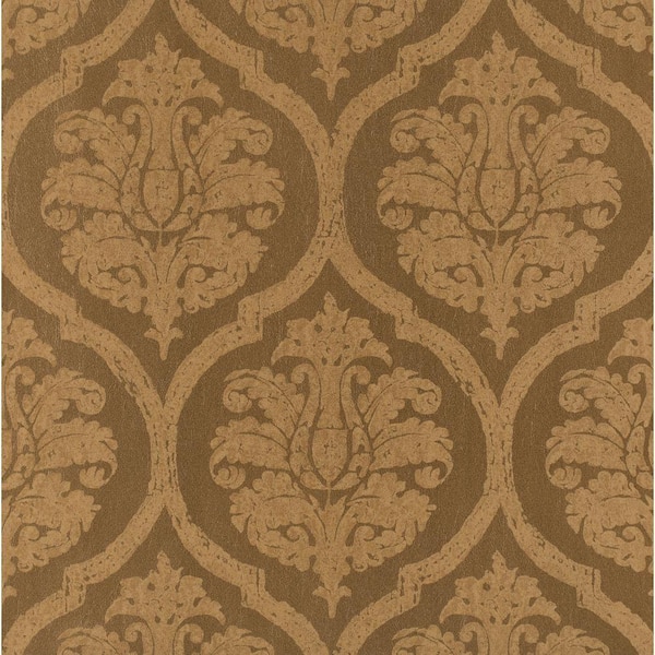 York Wallcoverings Weathered Finishes Leather Damask Wallpaper