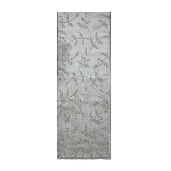 Euro Flowers Sandy Gray 25 in. W x 36 in. L Stair Runner 6.25 sq. ft.