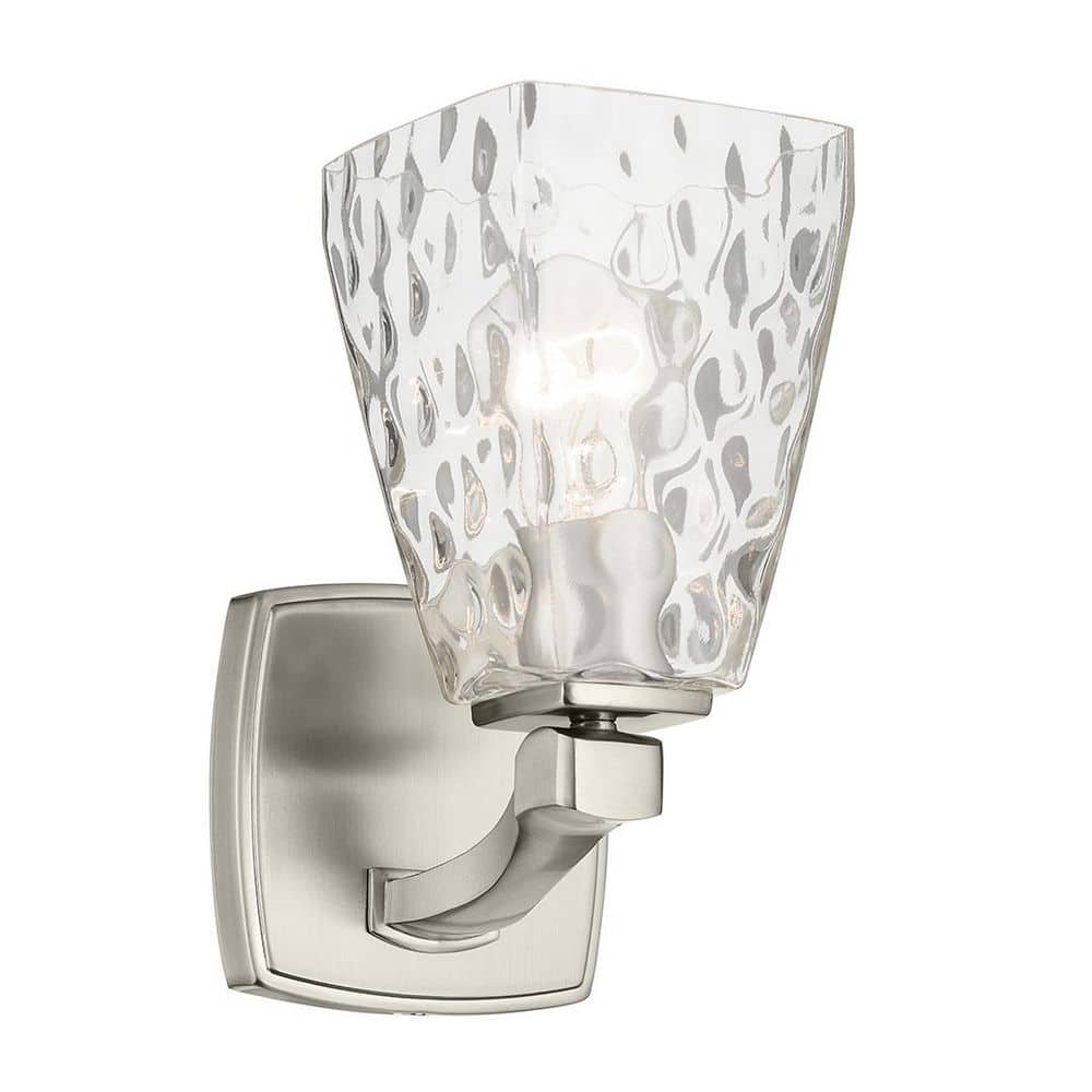 Marant 9.5 in. 1-Light Wall Sconce with Clear Water Glass in Brushed Nickel price history on PriceWatchPro