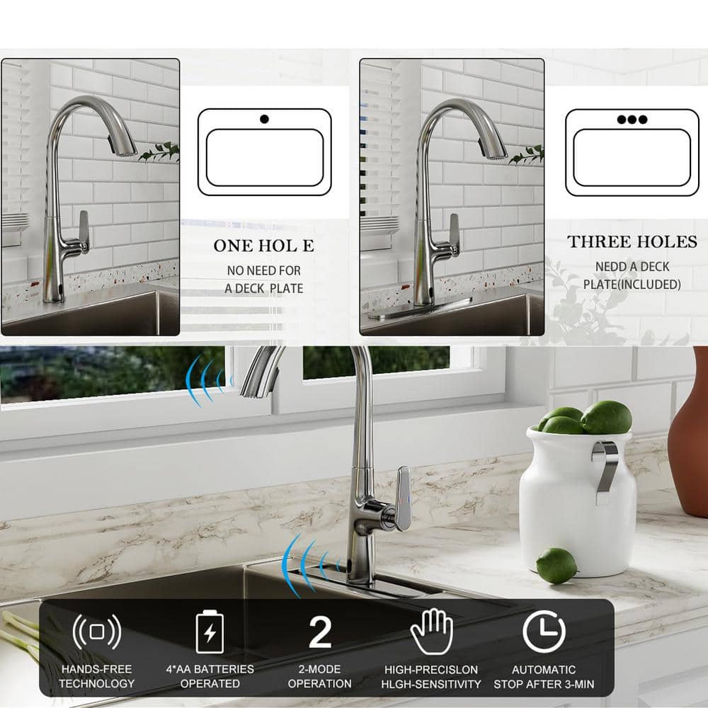 Brushed Nickel Touchless Pull Down Kitchen Faucet with Pull-out Spray