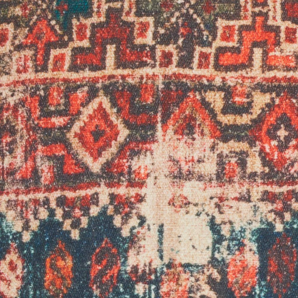 Nicole Curtis Red and Blue Cotton Boho Throw Pillow 20" x 20"