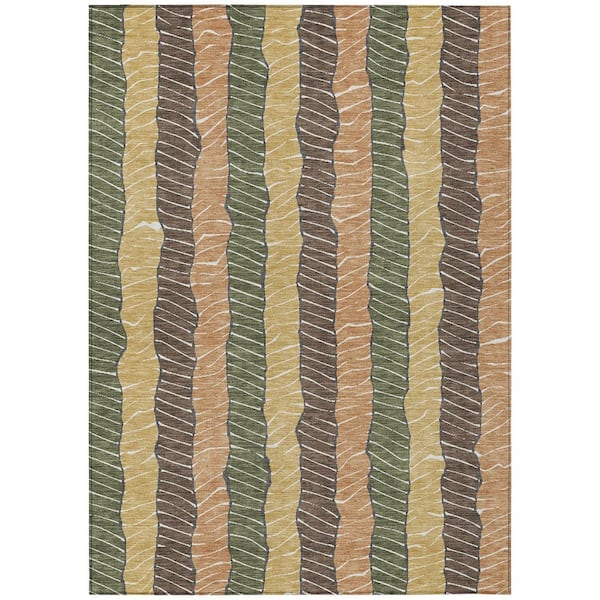 Chantille Machine Washable Indoor/Outdoor Abstract ACN3039 Olive 3 ft. x 5 ft. Area Rug