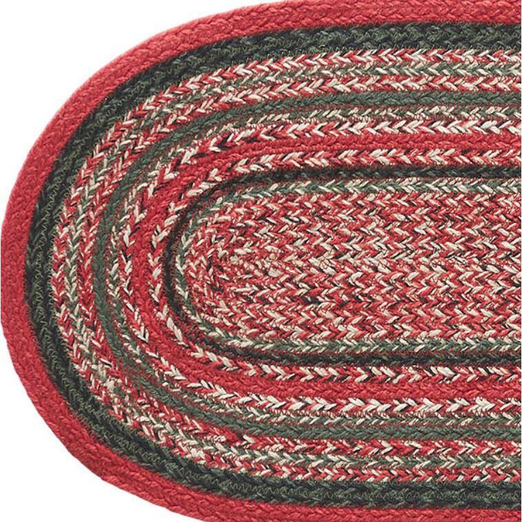 Forrester Red and Green Braided Oval Runner 8x24