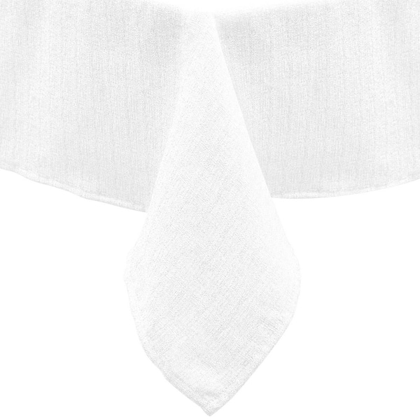 Capri 70 in. W x 144 in. L White Waterproof Polyester Tablecloth