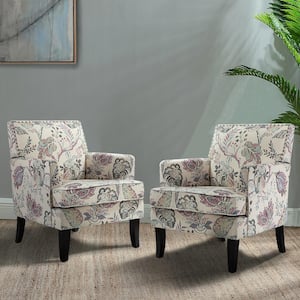 Herrera Contemporary Blush Nailhead Trim Armchair with Tapered Block Wooden Feet (Set of 2)