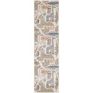 Astra Machine Washable Ivory 2 ft. x 8 ft. Graphic Contemporary Runner Area Rug